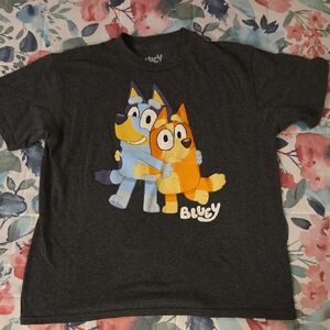 BLUEY Kids Graphic Tee - Charcoal with Blue and Orange